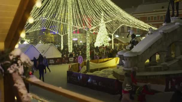 Rinque Patinação Mercado Natal Cluj — Vídeo de Stock