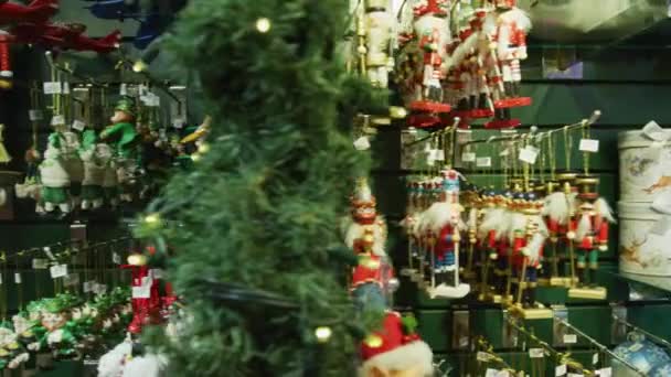 Várias Decorações Natal Para Venda — Vídeo de Stock