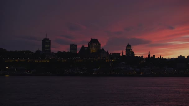 Ciudad Quebec Anochecer Concepto Viaje — Vídeo de stock