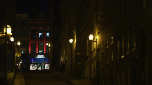 Budynki Ulicy Quebecu Nocy — Wideo stockowe