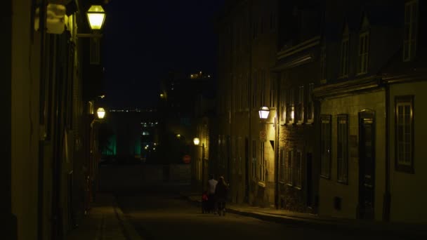 Street Quebec City Night — Stock Video