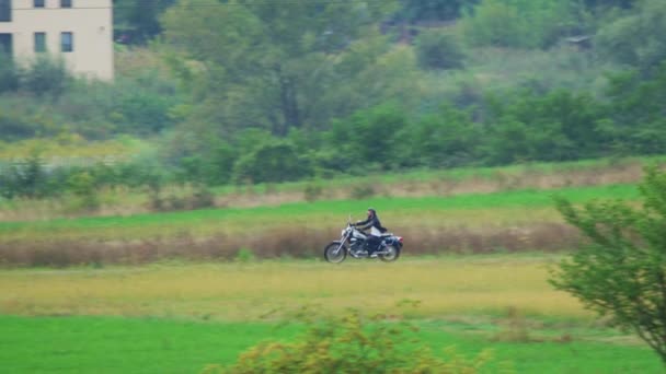 Motorcycle Ride Countryside — Stock Video