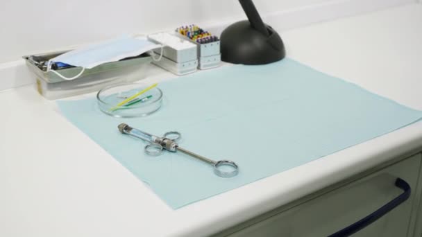 Arranjo Instrumentos Dentários Conceito Dental — Vídeo de Stock