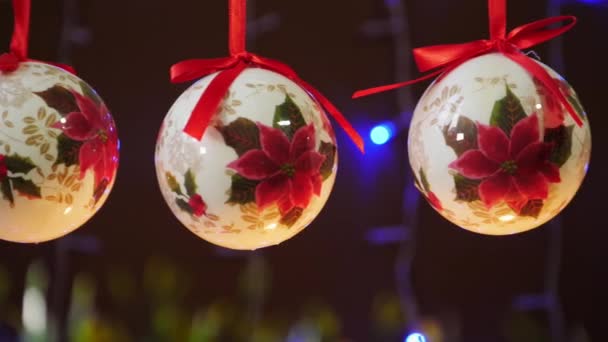 Boules Noël Avec Ruban Rouge — Video