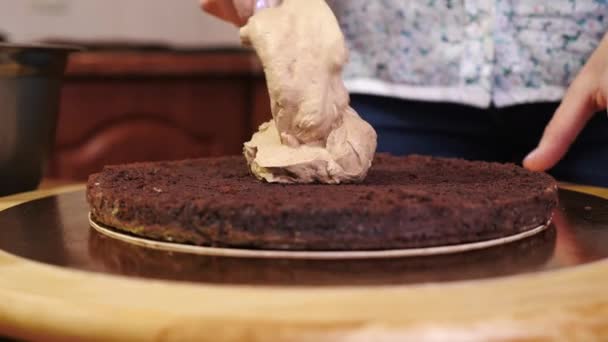 Napełnianie Ciasta Śmietaną — Wideo stockowe