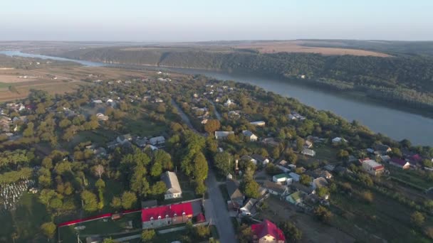 Aerial View Town River — Stockvideo