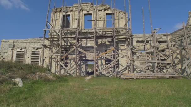 Gerüste Auf Der Burg Skala Podilsky — Stockvideo
