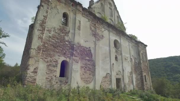 Kerk Beschadigde Muren Reisconcept — Stockvideo
