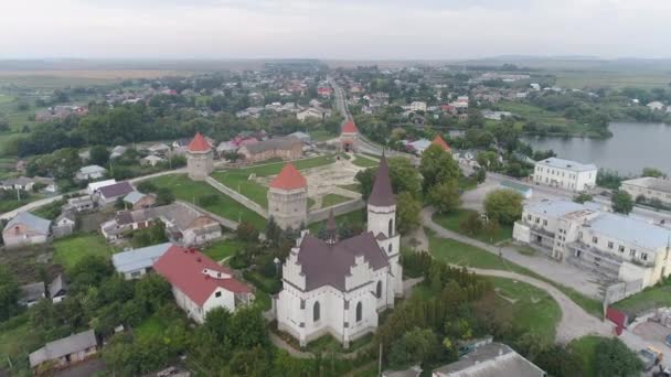 Luchtfoto Van Kasteel Skalat — Stockvideo