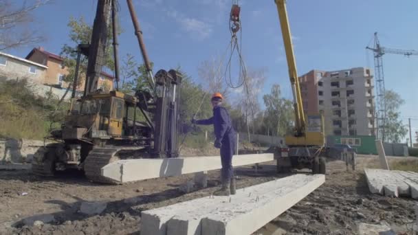 Piles Building Foundation — Stok video