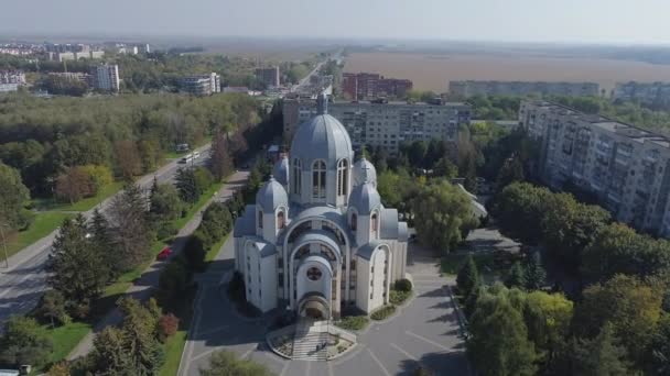 Luchtfoto Van Een Oekraïense Kerk — Stockvideo