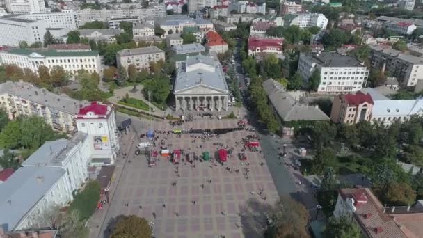 Antenne Von Ternopil Mit Dem Akademischen Schauspieltheater — Stockvideo