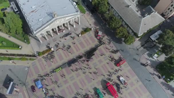 Luchtfoto Van Een Militaire Parade Ternopil — Stockvideo