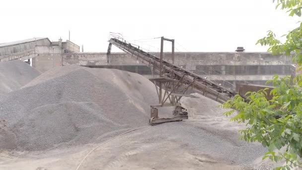 Aerial Conveyor Belts Sand Heaps — Stock Video