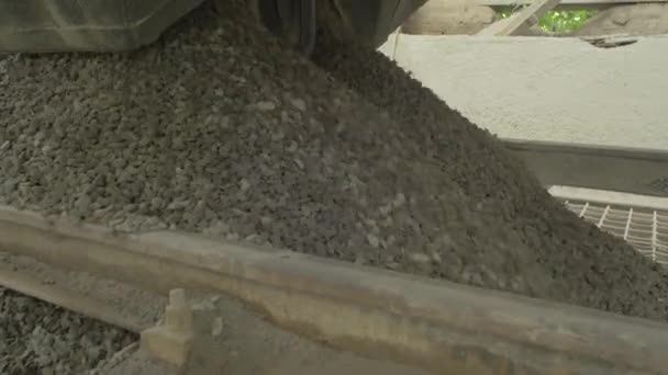 Cement Wagons Unloading Rocks — Stock Video