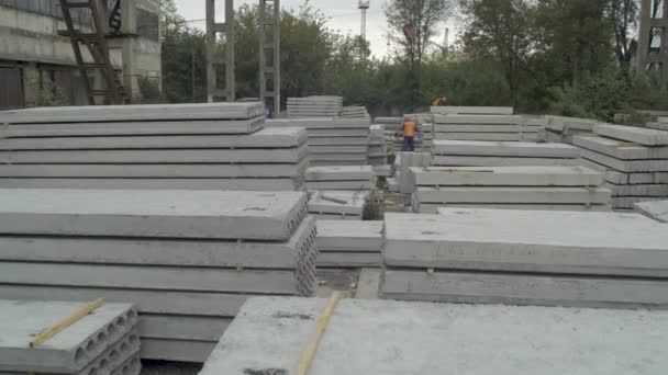 Pallets Hollow Concrete Blocks — Stock Video