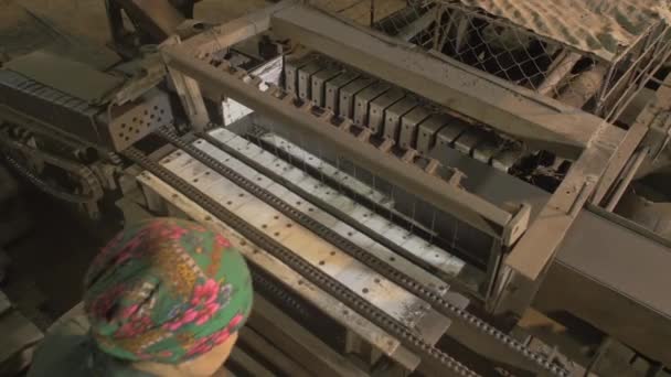 工場内のレンガ切断機 — ストック動画