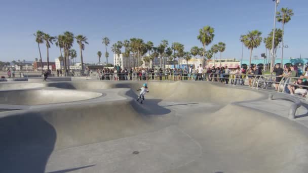 Barn Skateboard Venice Skate Park — Stockvideo
