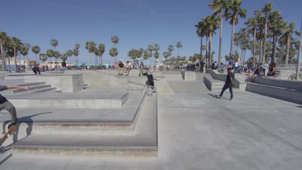 Jóvenes Patinando Venice Skate Park — Vídeo de stock