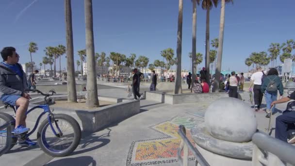 Mensen Bij Venice Skate Park — Stockvideo