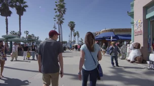 Mensen Lopen Ocean Front Walk — Stockvideo