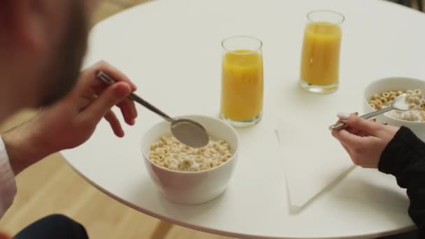 Two People Having Breakfast — Stock Video