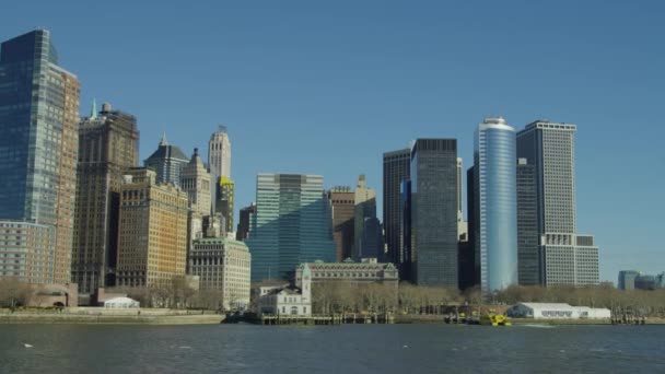 Gebouwen Langs Hudson River New York Verenigde Staten — Stockvideo