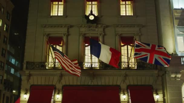 Cartier Winkel Fifth Avenue Nachts New York Verenigde Staten — Stockvideo