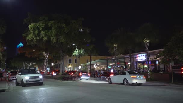 Conducir Caminar Una Calle Por Noche — Vídeo de stock