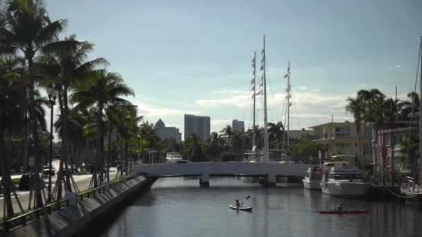 Paddling Water Canal — Stock Video