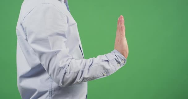 Side View Man Showing Stop Sign — Vídeo de Stock