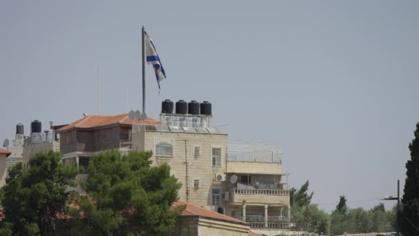 Bandeira Israelense Topo Edifício — Vídeo de Stock