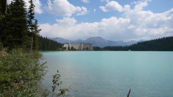 Chateau Lake Louise Břehu Jezera Louise — Stock video