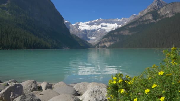 Lago Louise Visto Desde Costa — Vídeos de Stock