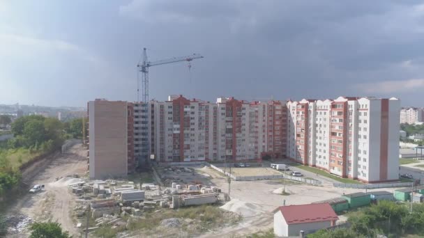 Vista Aérea Blocos Apartamentos Canteiro Obras — Vídeo de Stock