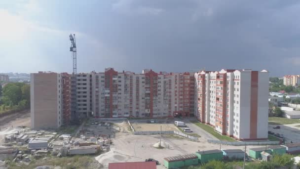 Vista Aérea Bloques Apartamentos Sitio Construcción — Vídeo de stock