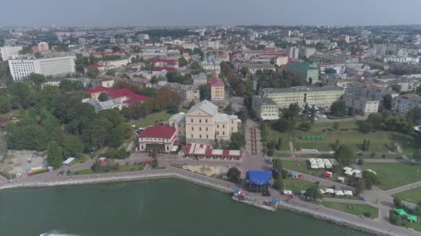 Vista Aérea Del Castillo Ternopil — Vídeos de Stock