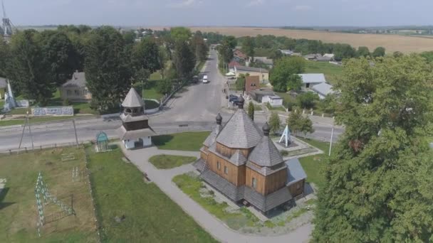 Ahşap Bir Manastırın Havadan Görünüşü — Stok video