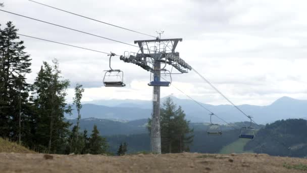 Chairlifts Mountain Area — Stock Video