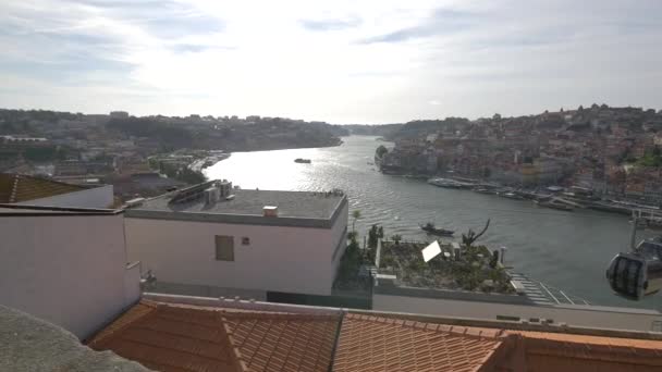 Porto Vila Nova Gaia Arasındaki Nehir — Stok video