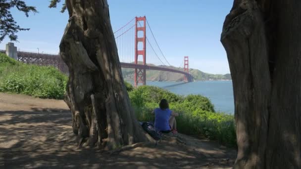 Golden Gate Bridge Vom Ufer Aus Gesehen — Stockvideo