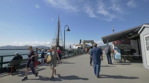 Turyści Spacerujący Hyde Street Pier — Wideo stockowe