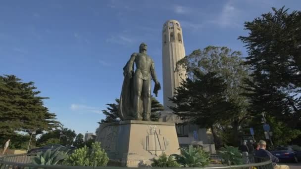 Statua Cristoforo Colombo San Francisco — Video Stock