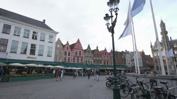 Grote Markt Mit Restaurants Brügge — Stockvideo