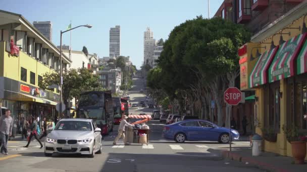 San Francisco Kalabalık Bir Kavşak — Stok video