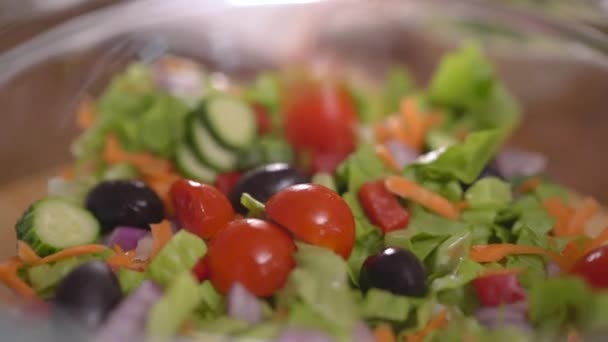 Adding Tomatoes Salad — Stock Video
