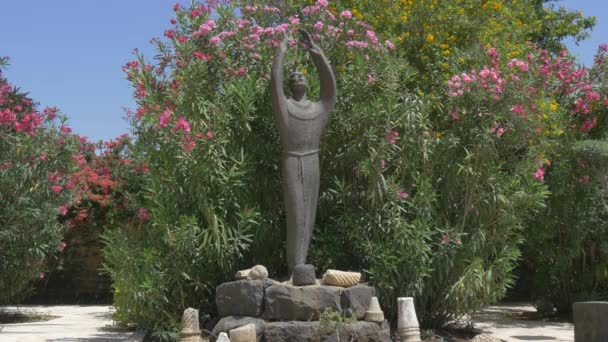 Estatua Francisco Asís Cafarnaúm — Vídeo de stock