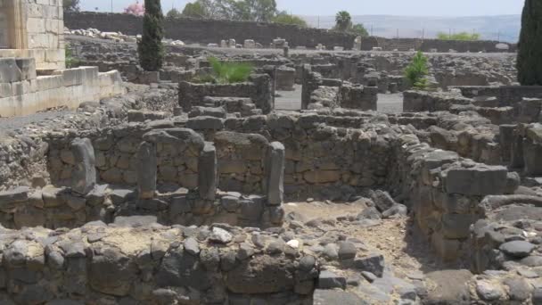 Ruïnes Kafarnaüm Overdag — Stockvideo