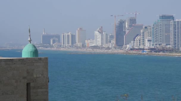 Costa Tel Aviv Vista Desde Jaffa — Vídeos de Stock