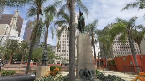 Standbeelden Bomen Pershing Square — Stockvideo